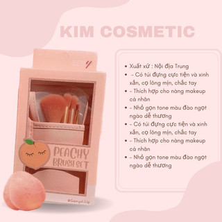 Bộ cọ trang điểm Thái Lan Vỡ Hộp Ashley Peachy Brush Set 5 cây tone Cam đào-LAZENCOSMETICS