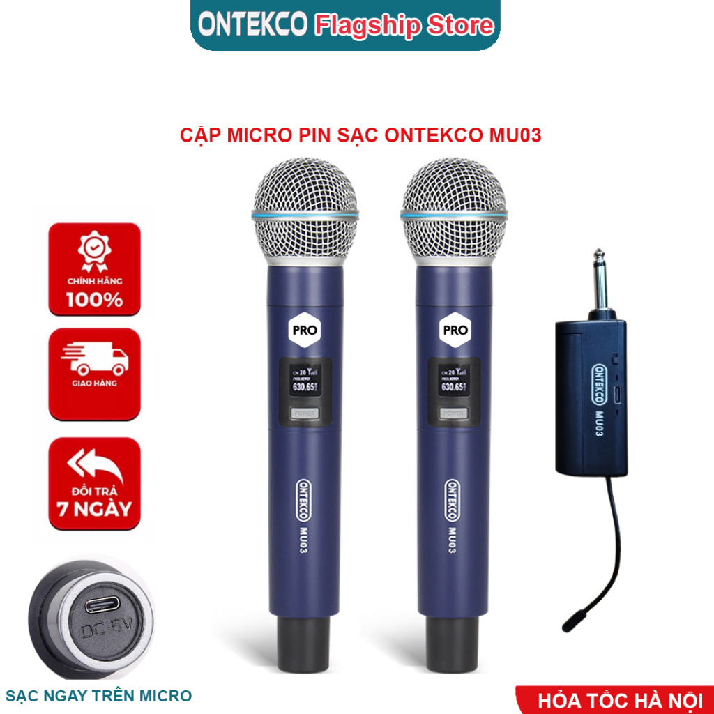 Micro Karaoke Không Dây Ontekco MU03/MU03Pro/MU03 Promax Chính Hãng