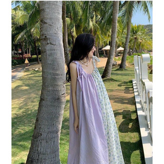 Váy/ đầm hoa suông dài rộng hoạ tiết hoa phối màu