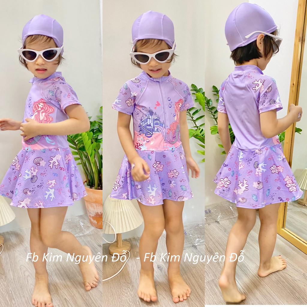 Đồ bơi cho bé váy lưới tiên cá- hàng VN SX có nón bơi đi kèm