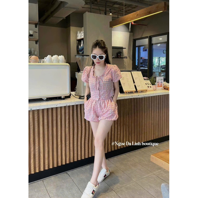 Set Karo kẻ Nơ 2 màu siêu hot