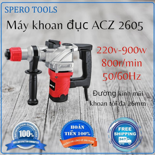 Máy khoan đục acz 2605 công suất 900w sử dụng mũi đuôi gài , máy đục bê tông đuôi gài 14mm acz 2605