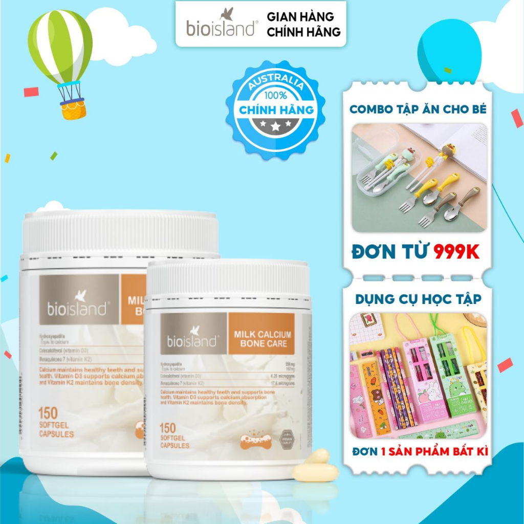 Viên sữa bổ sung canxi Bioisland Milk Bon Care giúp phát triển hệ xương khớp 150 viên của Úc