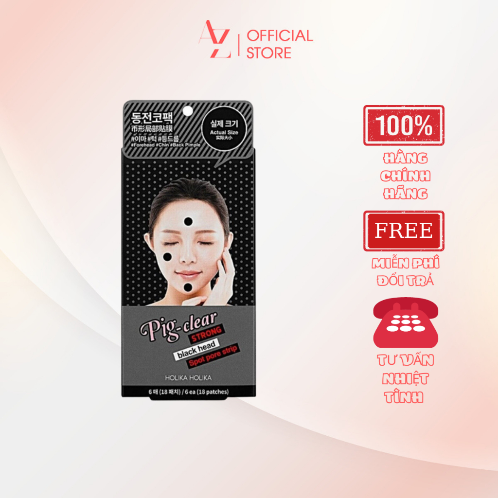 Miếng lột mụn Holika Holika Pig-nose Clear Strong Black Head Spot Pore Strip 6 tờ x 3 miếng