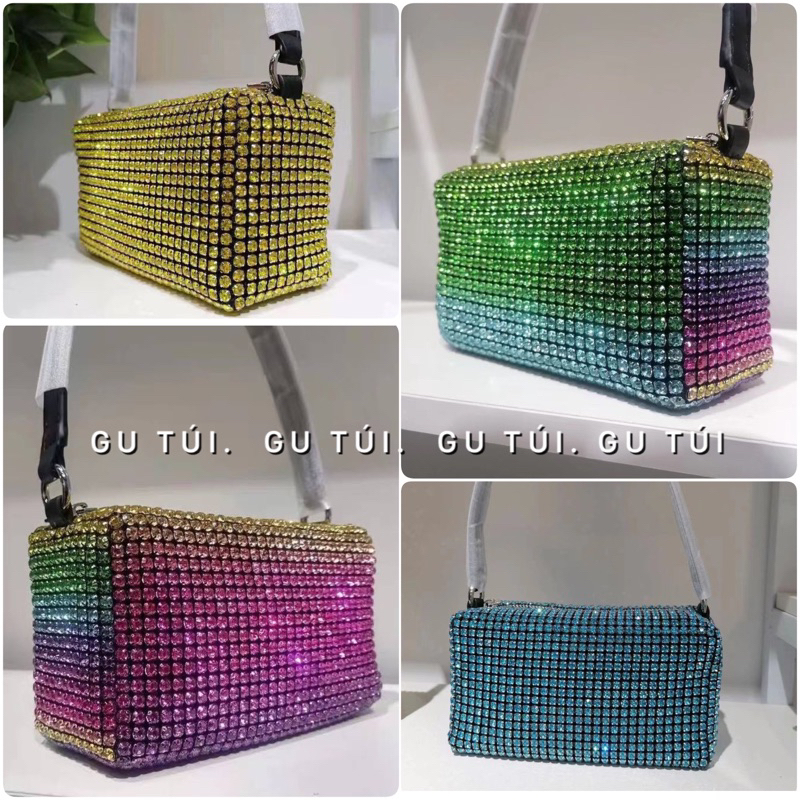 (Fullbox) Túi Xách Wang đá đi tiệc màu phối lạ đẹp sang chảnh (sẵn kho)(video thật)
