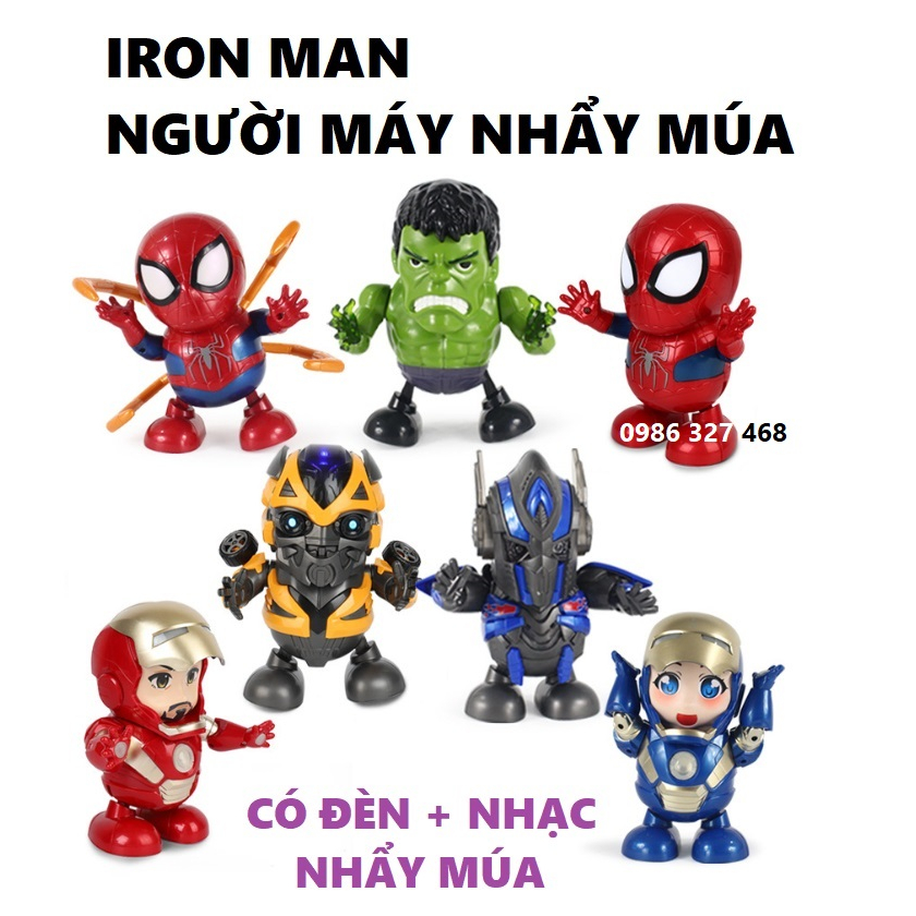 Đồ chơi robot người sắt Iron Hero man, người nhện, Hulk nhảy múa & Vịt nhảy theo nhạc cực kỳ vui nhộn