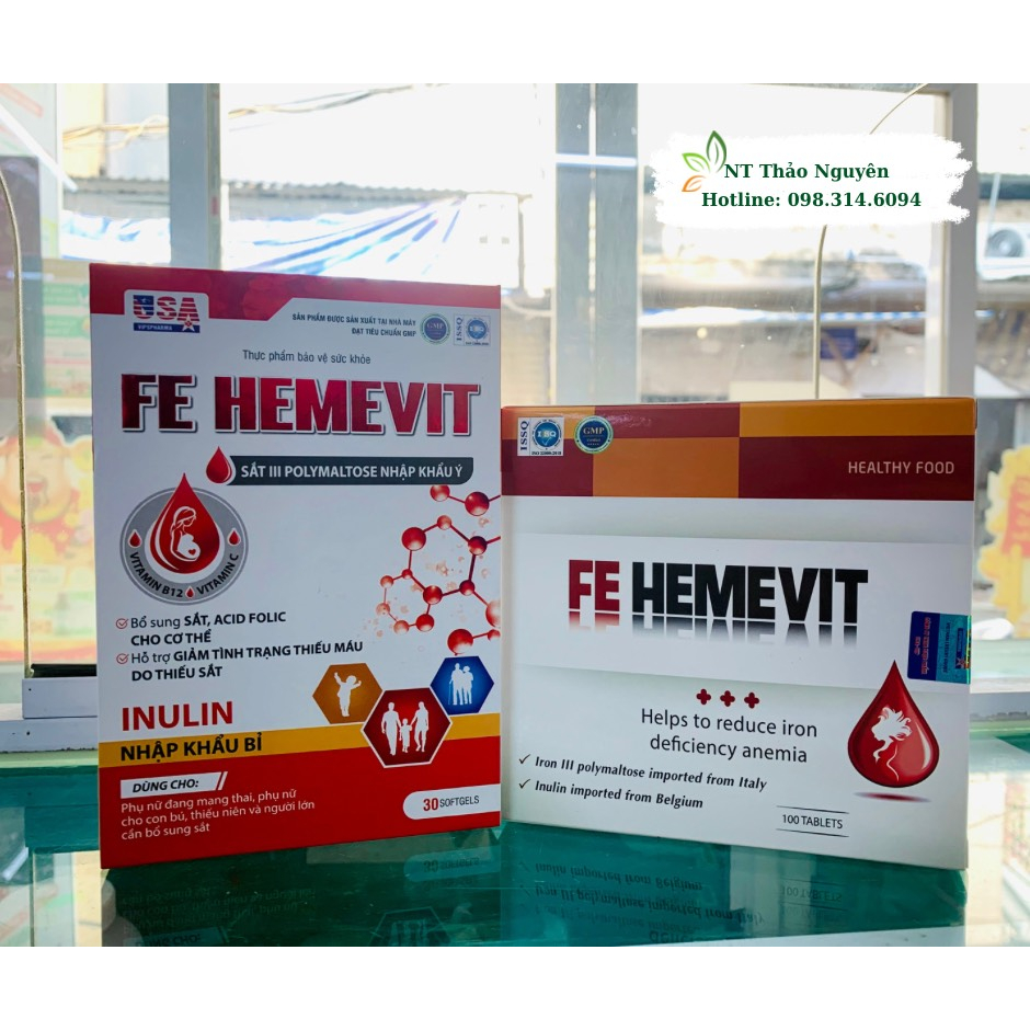 Viên bổ sung sắt Fe hemevit dược phẩm Usa vip