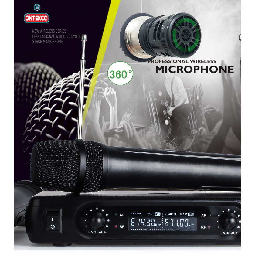 Bộ Micro Karaoke Không Dây Ontekco MF333/MF334/MF338 Chính Hãng