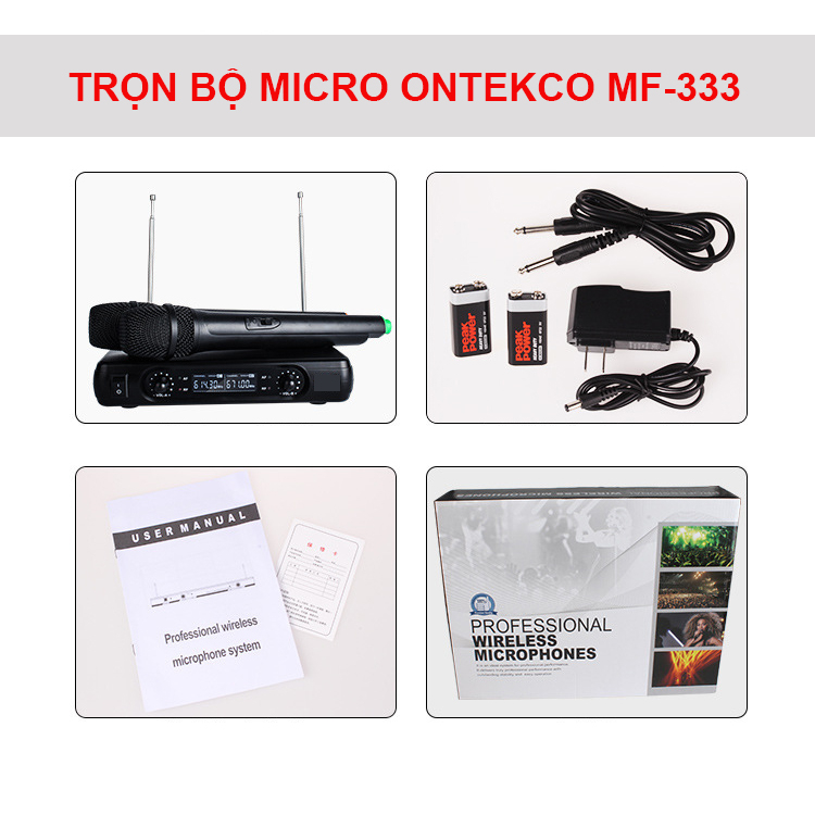 Bộ Micro Karaoke Không Dây Ontekco MF333/MF334/MF338 Chính Hãng