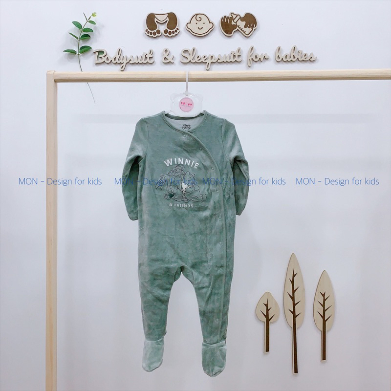 Sleepsuit nỉ nhung Dis.ney C.A mẫu mới 2023 hàng xuất dư cho bé yêu