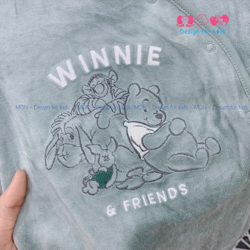 Sleepsuit nỉ nhung Dis.ney C.A mẫu mới 2023 hàng xuất dư cho bé yêu