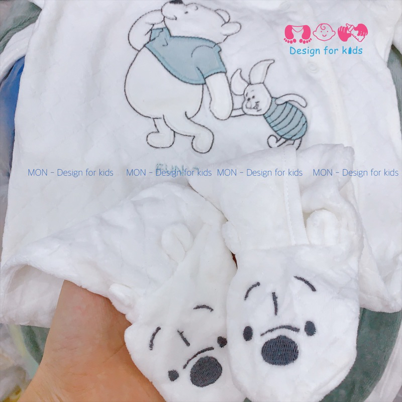 Sleepsuit nỉ nhung Dis.ney C.A mẫu mới 2023 hàng xuất dư cho bé yêu