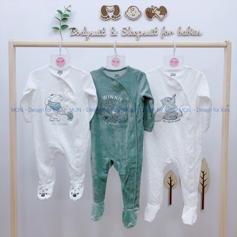 Sleepsuit nỉ nhung Dis.ney C.A mẫu mới 2023 hàng xuất dư cho bé yêu