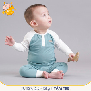 Bộ Đồ Sơ Sinh Dài Tay Hai Màu, Set Quần Áo Ấm Dễ Thương Cho Bé Vải Thun Thoáng Mát Cho Bé Từ 3 - 15kg TuTi Baby TUTI27