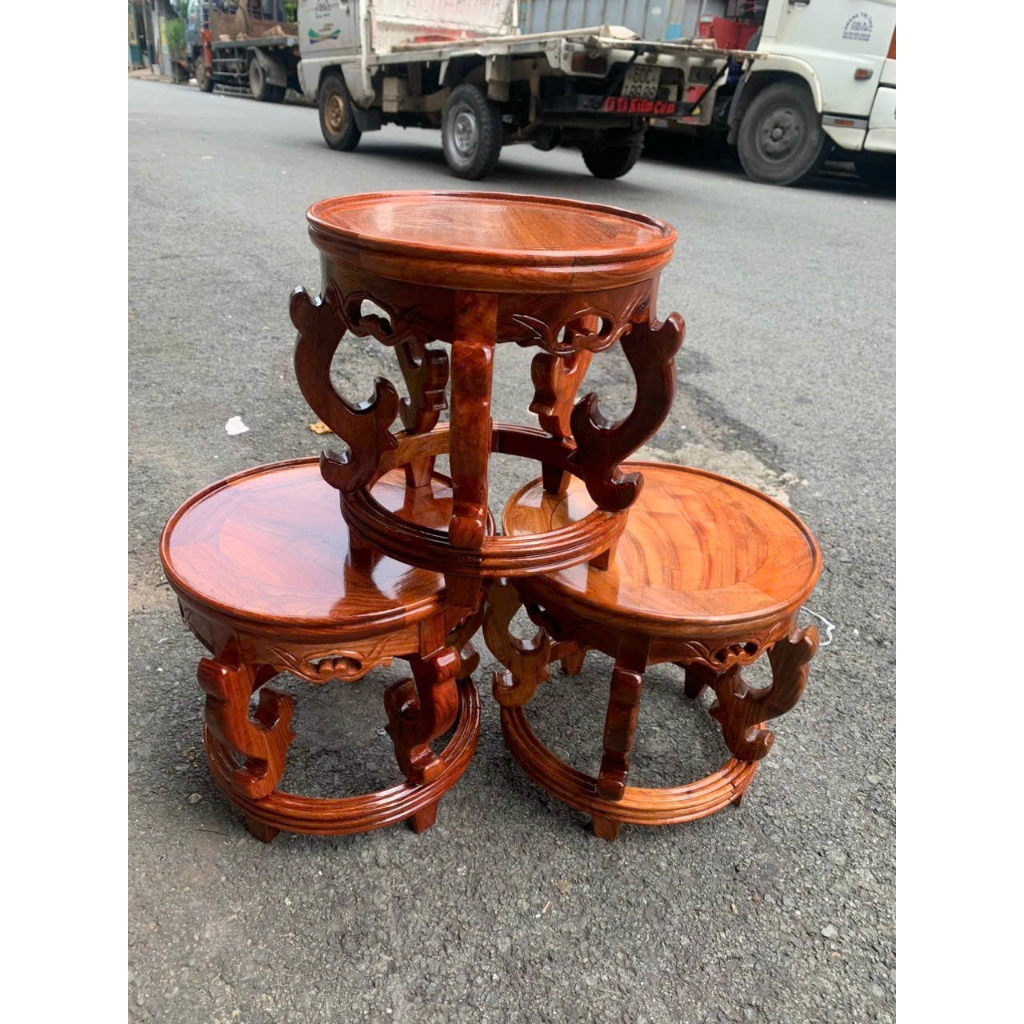 Kỷ khuyên gỗ Hương chân cong mặt 22-30, Đôn khuyên kê cây cảnh,tượng nhiều kích thước