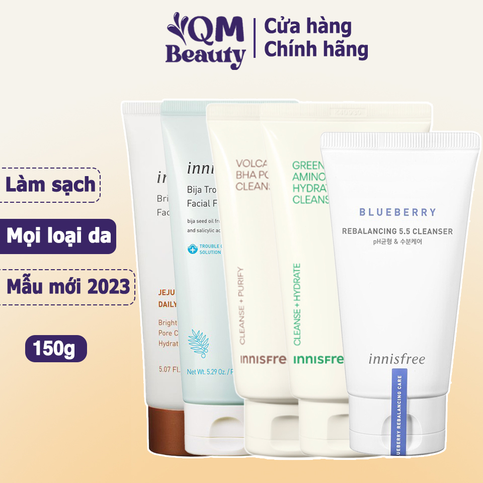 Sữa rửa mặt Innisfree Hàn Quốc mẫu mới Green Tea - Bija Trouble - Volcanic - Brightening - Blueberry