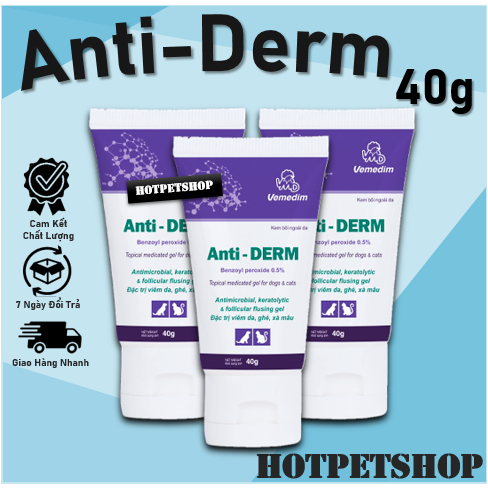 Anti DERM 40g - Hỗ trợ tình trạng viêm da, ghẻ, xà mâu cho chó, mèo