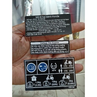 Bộ tem thông số xe SH Mode. 2019