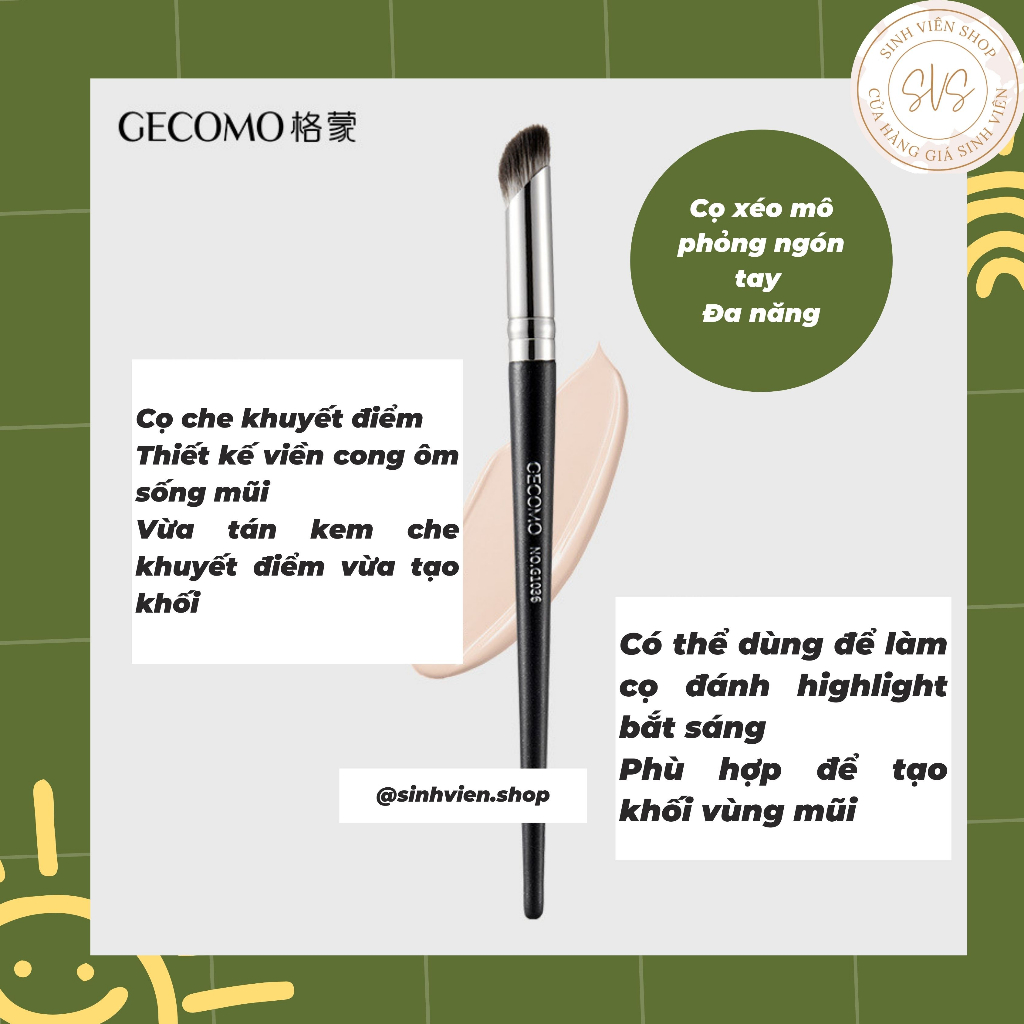 Cọ vạt xéo đầu tròn đa năng Gecomo dùng tạo khối mũi và che khuyết điểm G1036