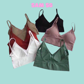 Áo bra ngực 2 dây kiểu croptop chất cotton lưng u hở lưng đệm mút mỏng tháo rời được hàng đẹp Sam Clothing