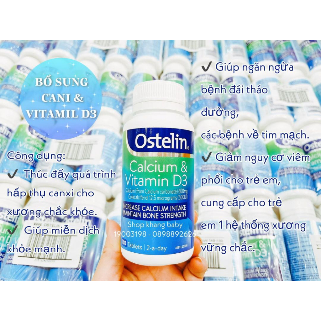 Canxi & Vitamin D3 Ostelin người lớn 130v - Shop Khang Baby