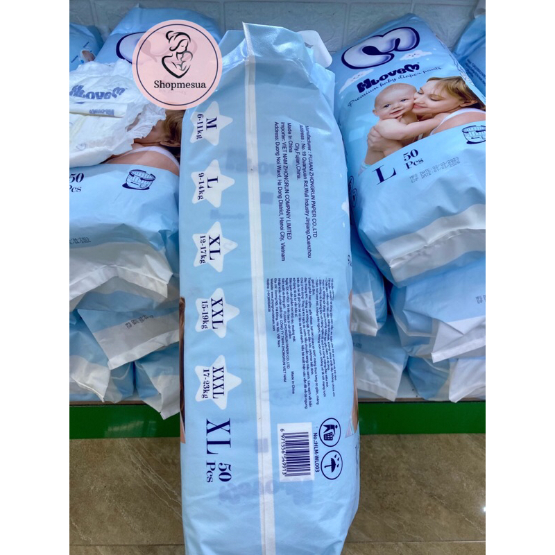 Tã quần HloveM đủ size M, L, XL, XXL 50 miếng/bịch
