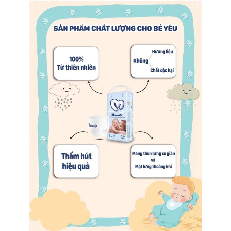 Tã quần HloveM đủ size M, L, XL, XXL 50 miếng/bịch