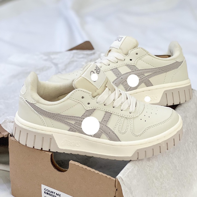 Giày thể thao Asi.c Court Mz Xám Kem Nam Nữ Full Bill Box