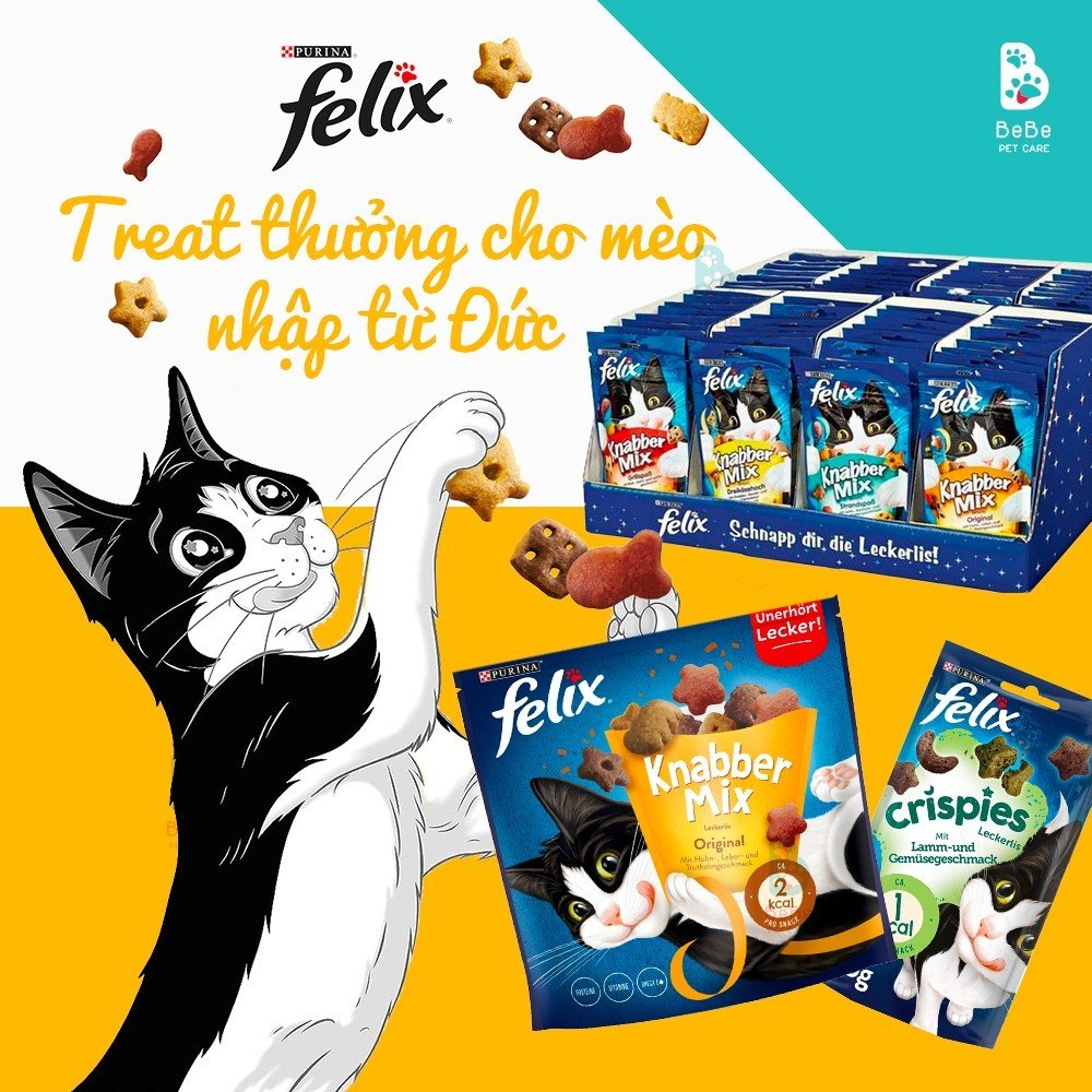 Bánh Thưởng PURINA Felix Knabber 45-60-180Gr Nhiều Vị Cho Mèo - Hàng Nhập Khẩu Đức