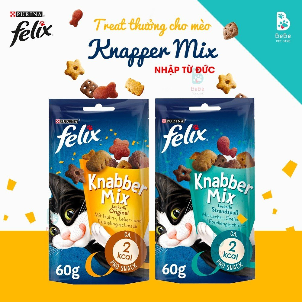 Bánh Thưởng PURINA Felix Knabber 45-60-180Gr Nhiều Vị Cho Mèo - Hàng Nhập Khẩu Đức