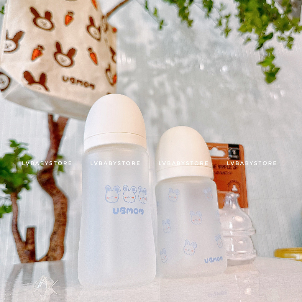 MUA 1 BÌNH UB MOM THỦY TINH + 1 SET NÚM TẶNG 1 TÚI VẢI UBMOM CHÍNH HÃNG