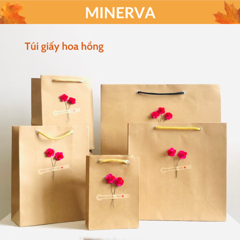 Túi giấy đựng quà tặng màu craft phong cách vintage dày , nhiều kích thước