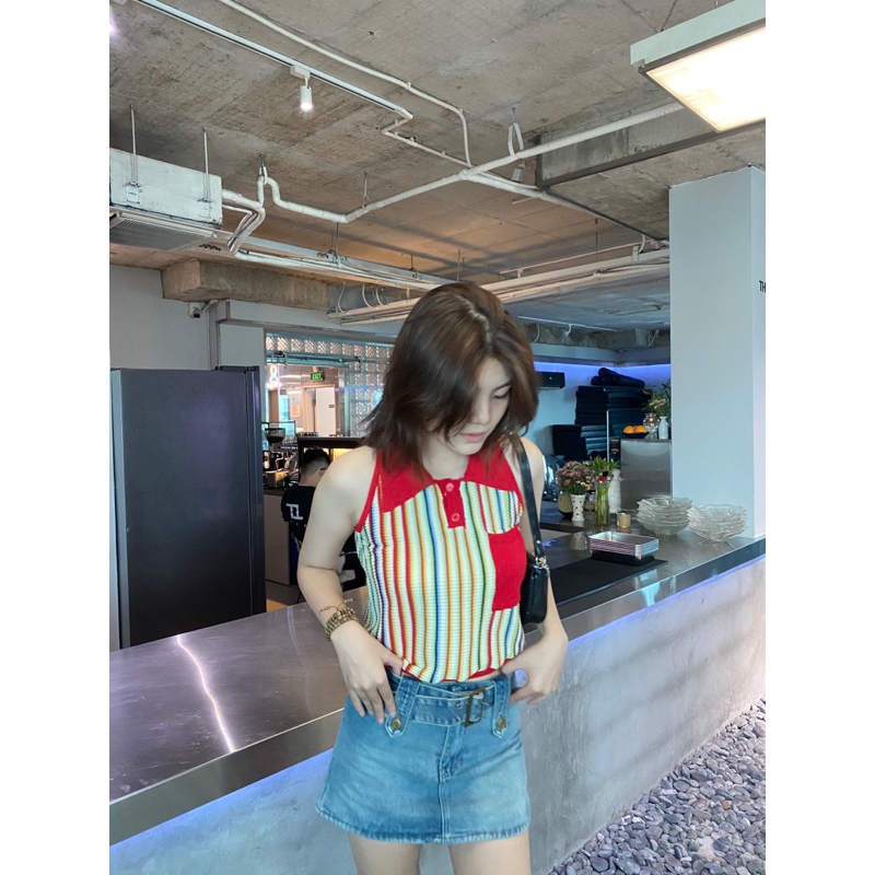 Áo ba lỗ cổ polo sọc màu DA616
