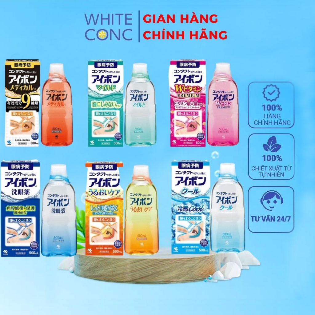 Nước rửa mắt Eyebon W Vitamin Kobayashi Nhật Bản 500ml - White Conc