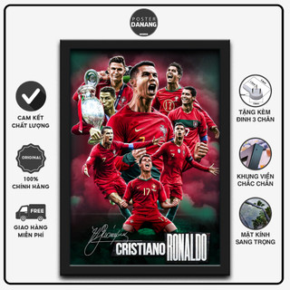 POSTER RONALDO, khung ảnh treo tường RONALDO (Size 25x35cm bao gồm Poster và khung kính Composite)