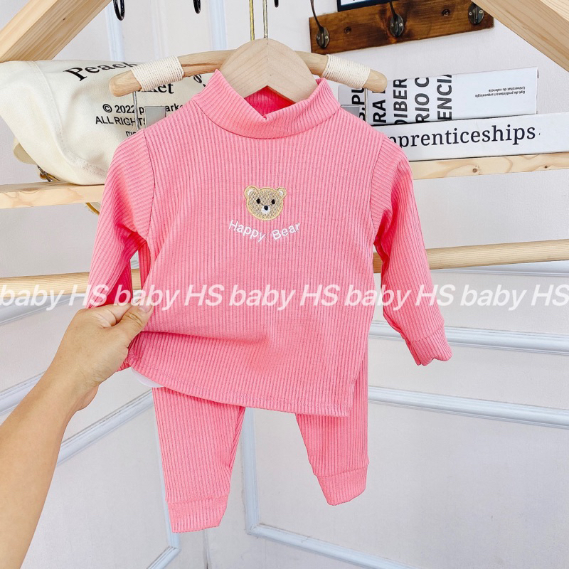 Bộ Dài tay len tăm Kwoo cổ 3 phân cho bé trai bé gái 4-14kg