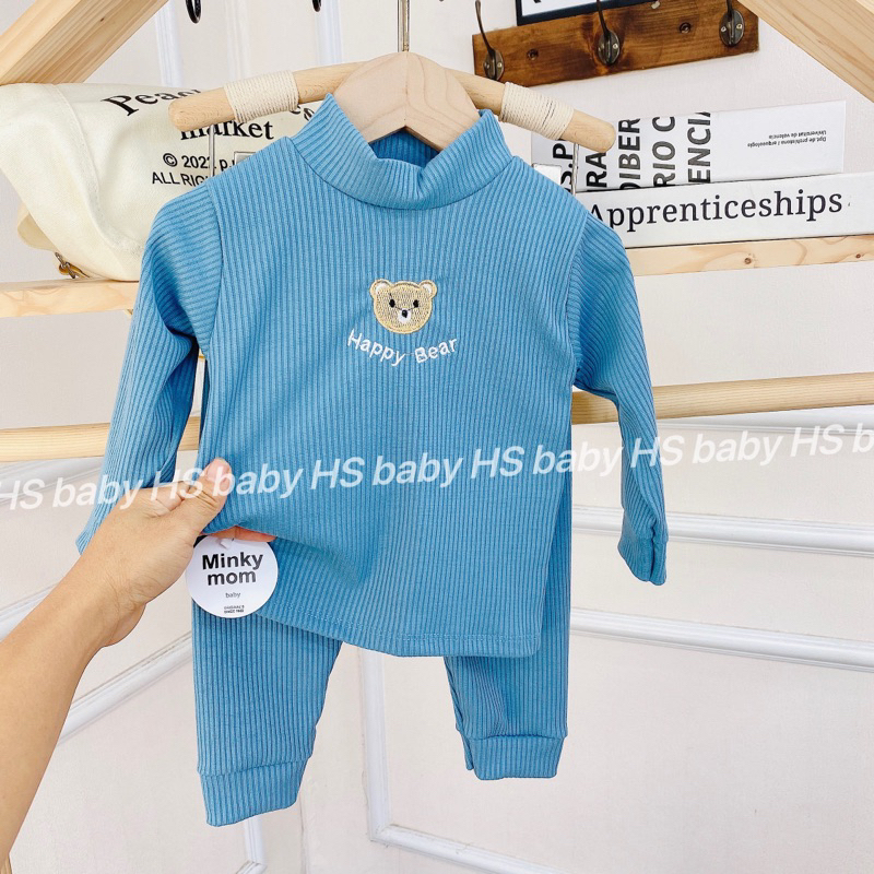 Bộ Dài tay len tăm Kwoo cổ 3 phân cho bé trai bé gái 4-14kg