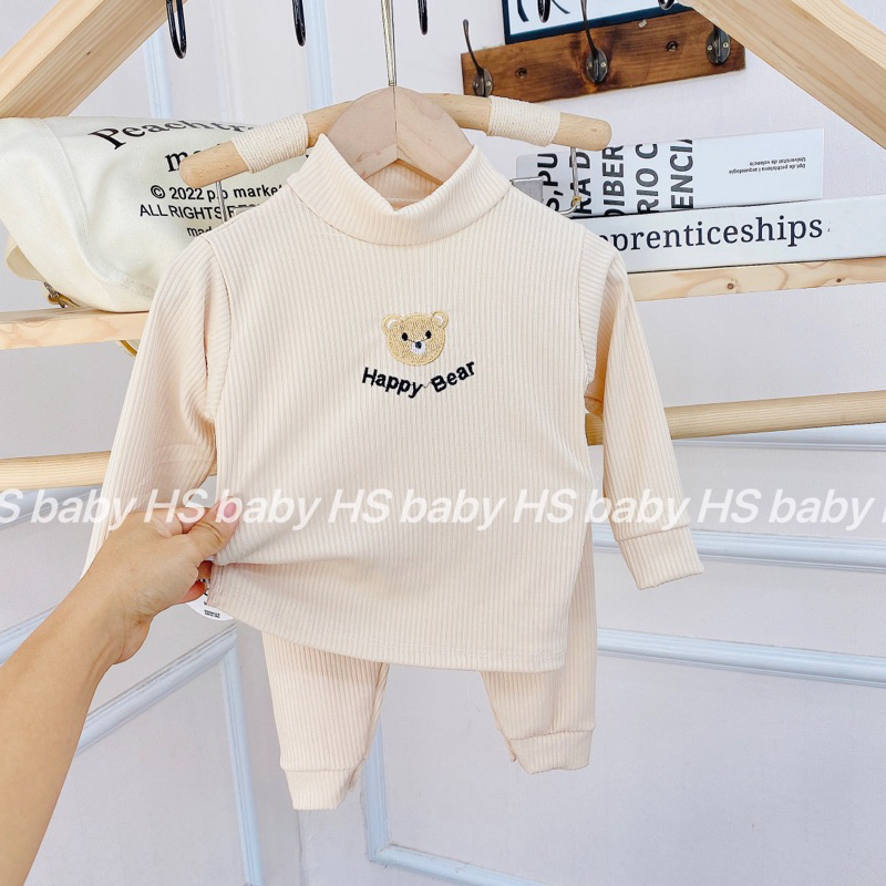 Bộ Dài tay len tăm Kwoo cổ 3 phân cho bé trai bé gái 4-14kg