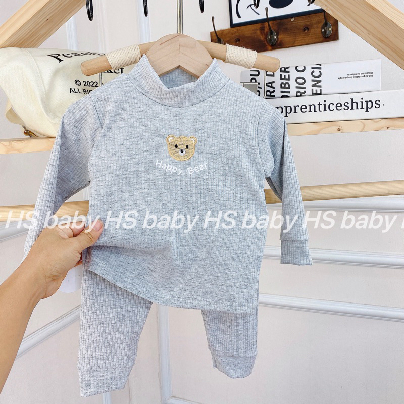 Bộ Dài tay len tăm Kwoo cổ 3 phân cho bé trai bé gái 4-14kg