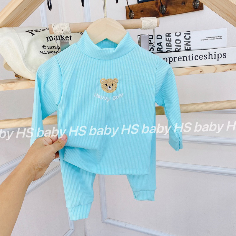 Bộ Dài tay len tăm Kwoo cổ 3 phân cho bé trai bé gái 4-14kg