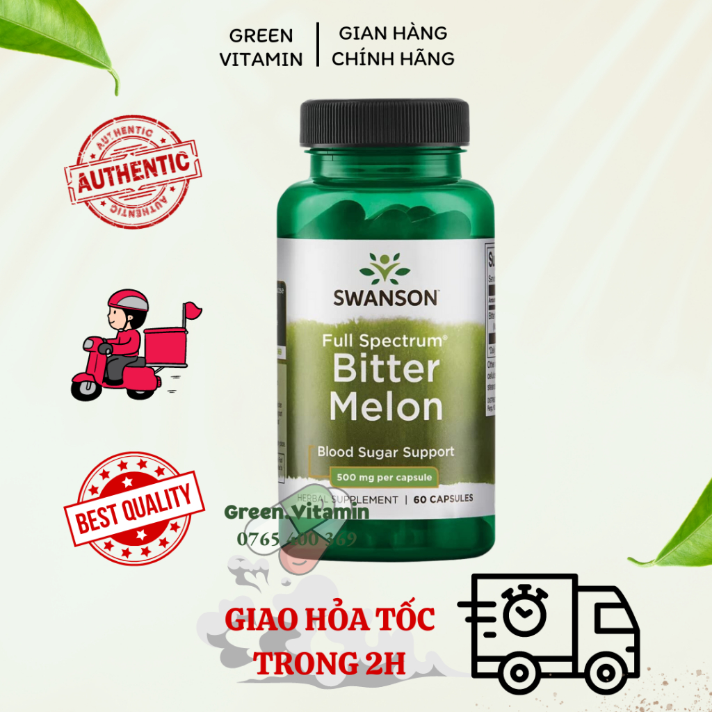 Swanson Full Spectrum Bitter Melon 500mg - Viên uống mướp đắng hỗ trợ đường huyết cho người bệnh tiểu đường 60 viên