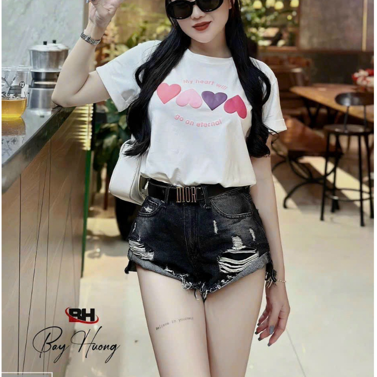Quần shorts jean tua rua kiểu rách 2 bên cực hot , chất jean dày dặn co giãn nhẹ