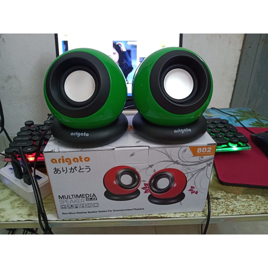 Loa Vi Tính mini Arigato 802 , Thiết Kế Độc Đáo, âm thanh chất lượng- Hàng Chính Hãng, Full Box