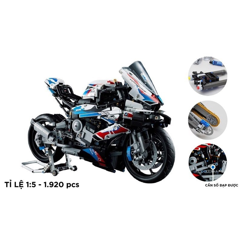 Mô hình xe mô tô lắp ghép BMW M1000RR Technic 1920 pcs tỉ lệ 1:5 LG001