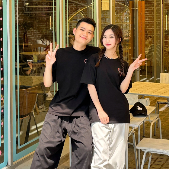 Aimee.inhn -Áo Phông In Theo Yêu Cầu Khung ảnh trái tim - In Tên Riêng Theo Yêu Cầu - Kèm hộp tặng quà