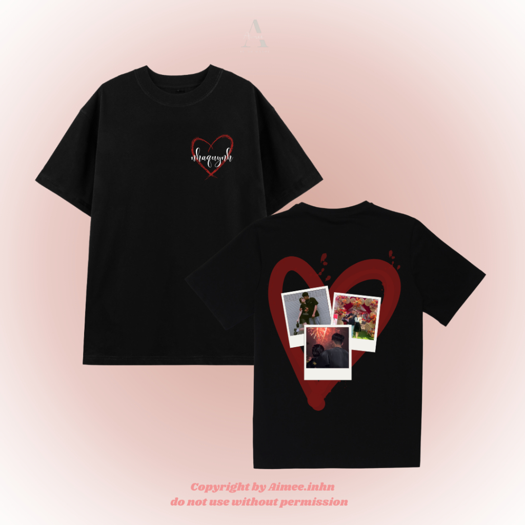 Aimee.inhn -Áo Phông In Theo Yêu Cầu Khung ảnh trái tim - In Tên Riêng Theo Yêu Cầu - Kèm hộp tặng quà