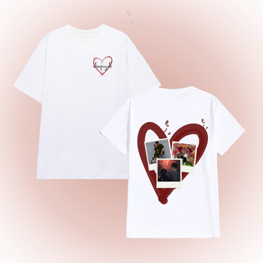 Aimee.inhn -Áo Phông In Theo Yêu Cầu Khung ảnh trái tim - In Tên Riêng Theo Yêu Cầu - Kèm hộp tặng quà