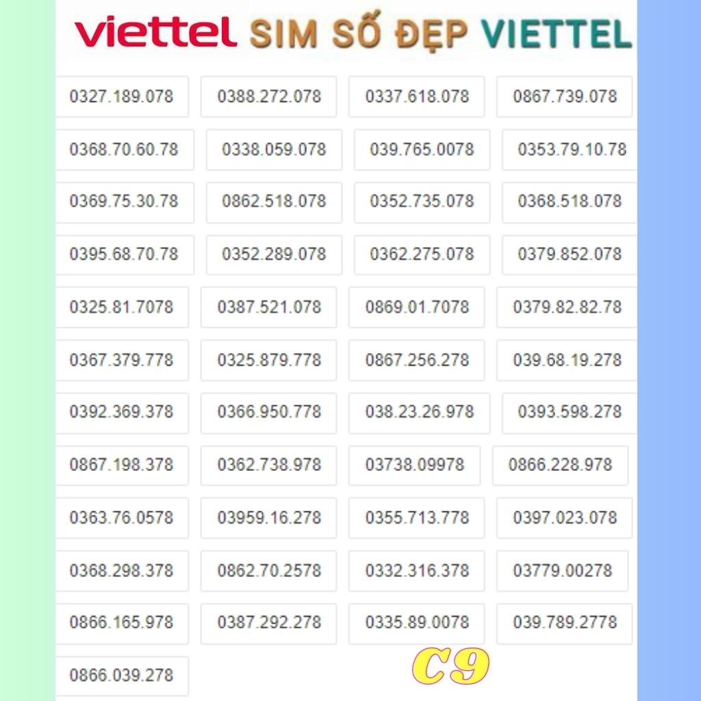 Sim Số Đẹp Viettel 778,878,978,9978,3378,Sim Đăng ký chính chủ,Sim Ông Địa,Đầu Số 0366,0368,0388