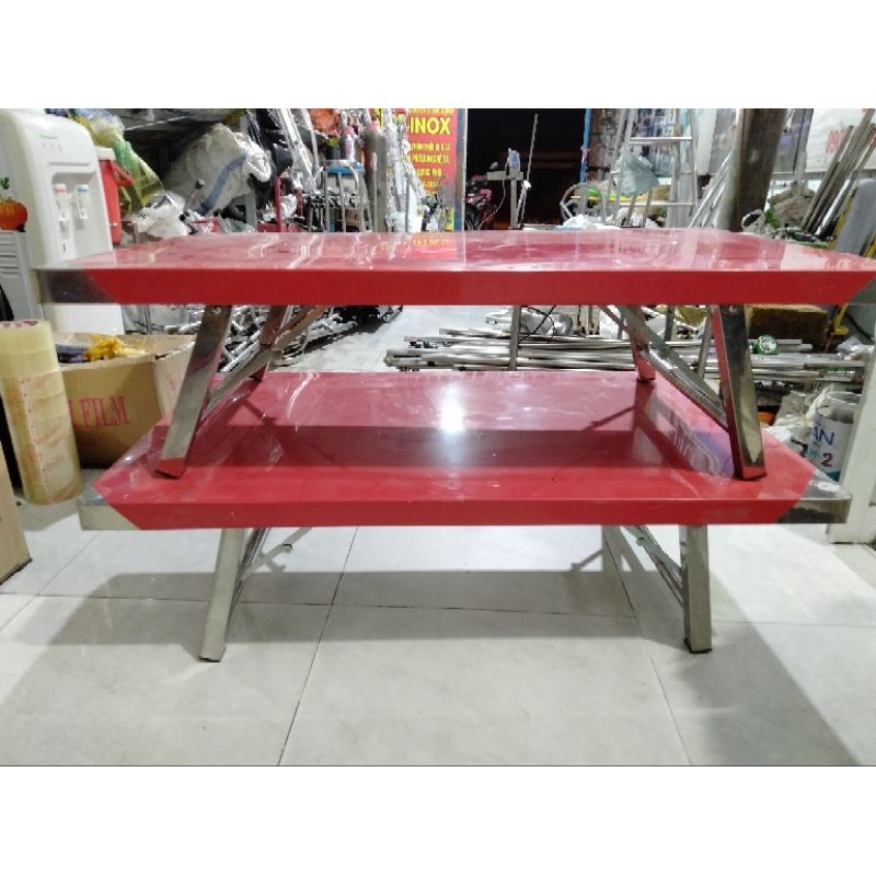 Bàn vuông inox chân xếp loại dày cao 25cm- 30cm-40cm-50cm
