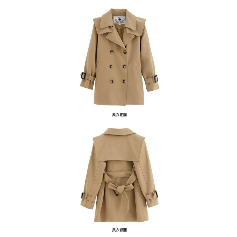 Áo Khoác thu đông kaki dáng Dài Cho Bé Gái Phong Cách Hàn Quốc, Phong Cách Phương Tây cổ điển